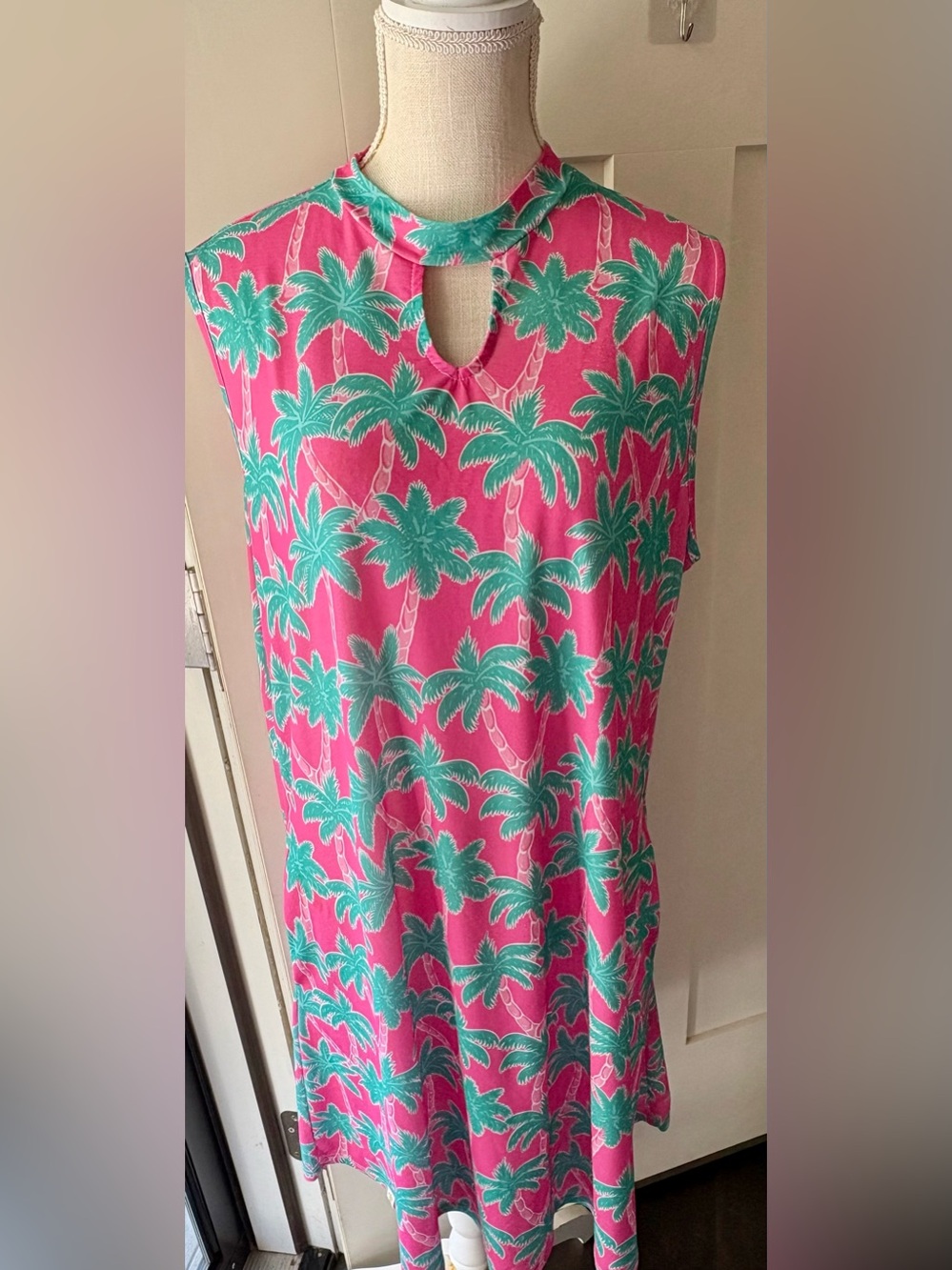 Simply Southern Pam Tree Keyhole Neck Dress Women’s XL Resort Wear Cruise Golf